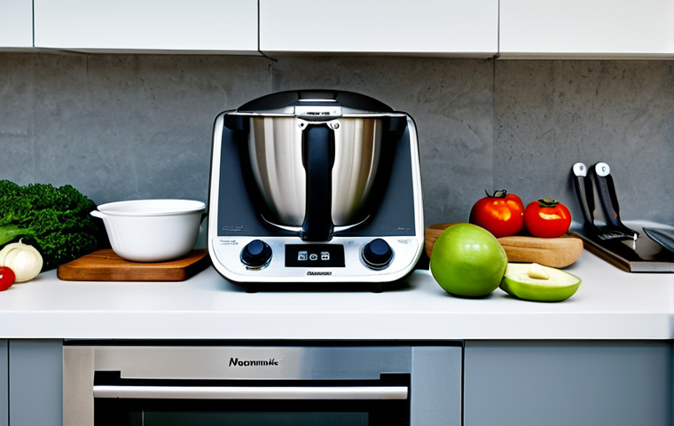 Kitchen Evolution**
"An old wooden cooking spoon resting next to a modern Thermomix on a kitchen counter. The background shows a transition from a traditional German kitchen to a sleek, modern kitchen. Focus on the contrast between old and new. fully clothed, appropriate content, safe for work, professional, perfect anatomy, natural proportions, high quality"
**