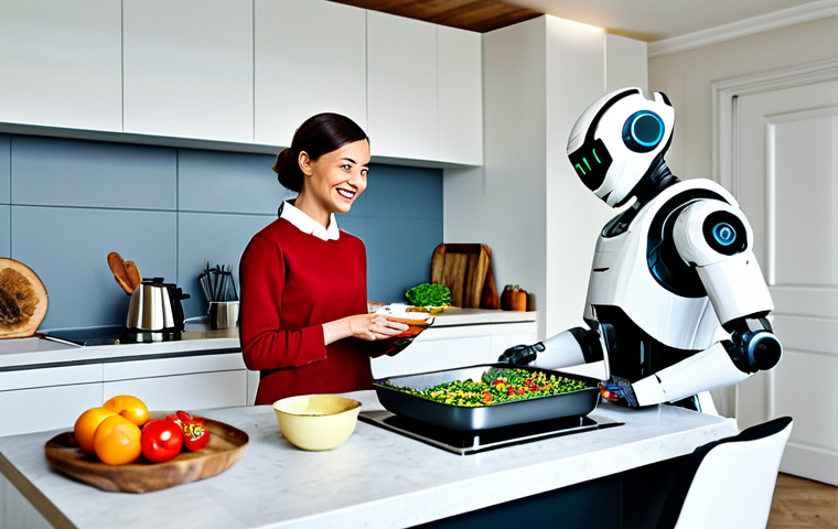 주방 자동화의 미래 전망 - Smart Fridge & Healthy Eating**

"A modern, minimalist kitchen featuring a sleek, intelligent refrig...