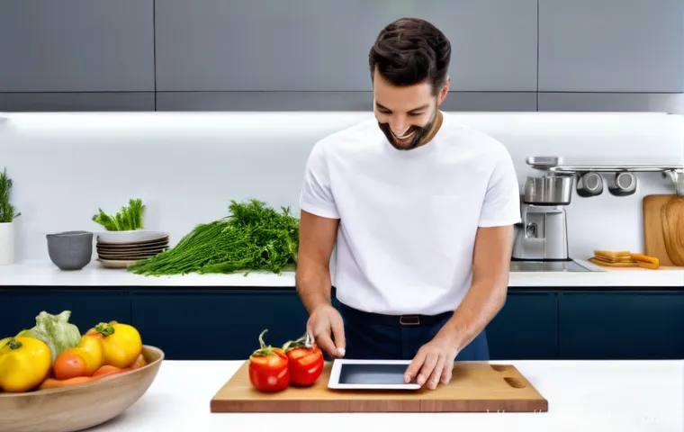 스마트 조리기구 비교 분석 - **Prompt 2: AI-Powered Oven for Perfect Results**
    "A close-up shot of a modern, high-tech built-...