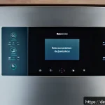 Home 20 스마트 주방과 주거 공간의 관계 - A modern German kitchen interior featuring a sleek, smart refrigerator with an integrated touchscree...