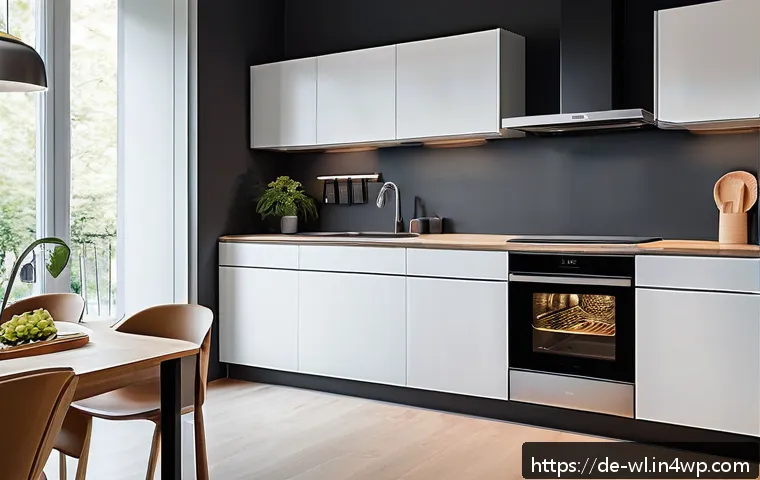 스마트 주방 기기 구매 시 고려사항 - A modern smart kitchen interior in a contemporary German apartment, featuring sleek stainless steel ...