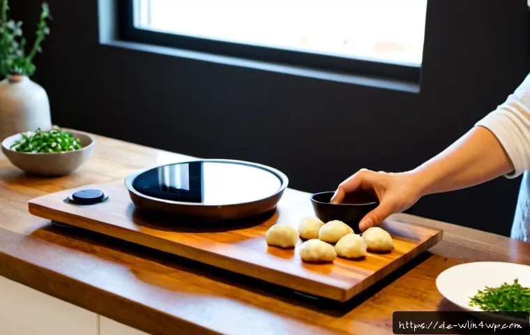 스마트 주방과 전통 요리의 조화 - Photorealistic modern German kitchen blending smart technology with traditional cooking, a middle-ag...